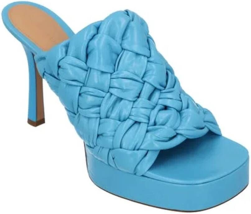 Bottega Veneta Vintage Pre-owned Leather sandals Blauw Dames