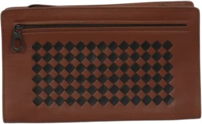 Bottega Veneta Vintage Pre-owned Leather wallets Bruin Dames