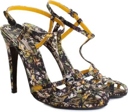 Bottega Veneta Vintage Pre-owned Pollock Silk High Heel Sandals Zwart Dames