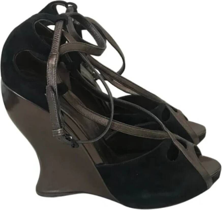 Bottega Veneta Vintage Pre-owned Suede sandals Zwart Dames