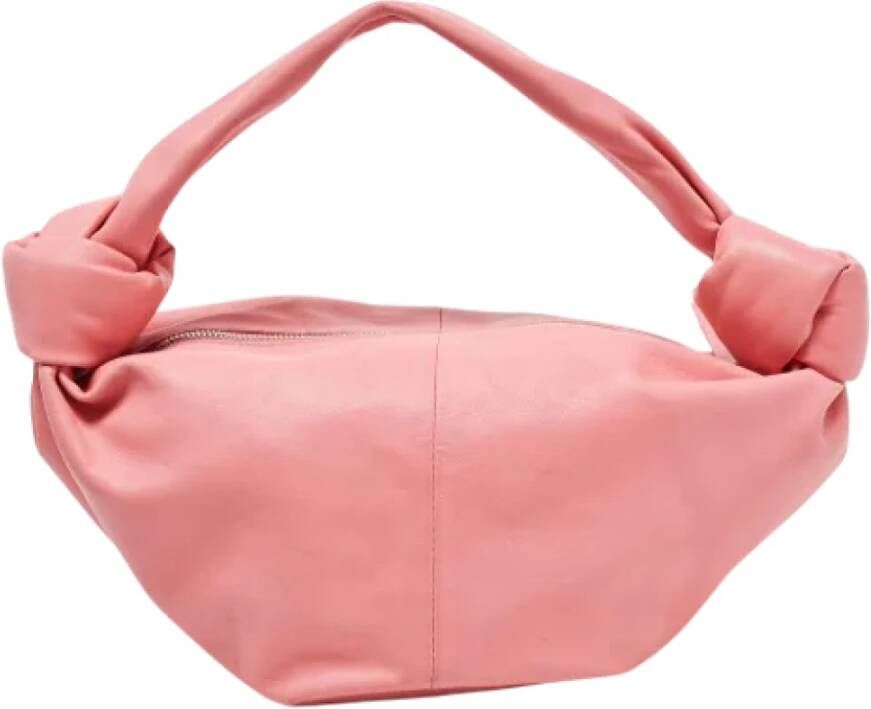 Bottega Veneta Vintage Rosa Leren Bottega Veneta Hobo Tas Roze Dames