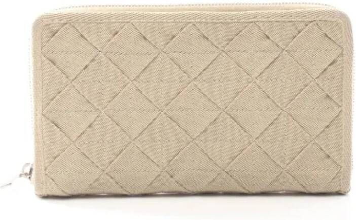 Bottega Veneta Vintage Stijlvolle Beige Canvas Portemonnee Beige Dames