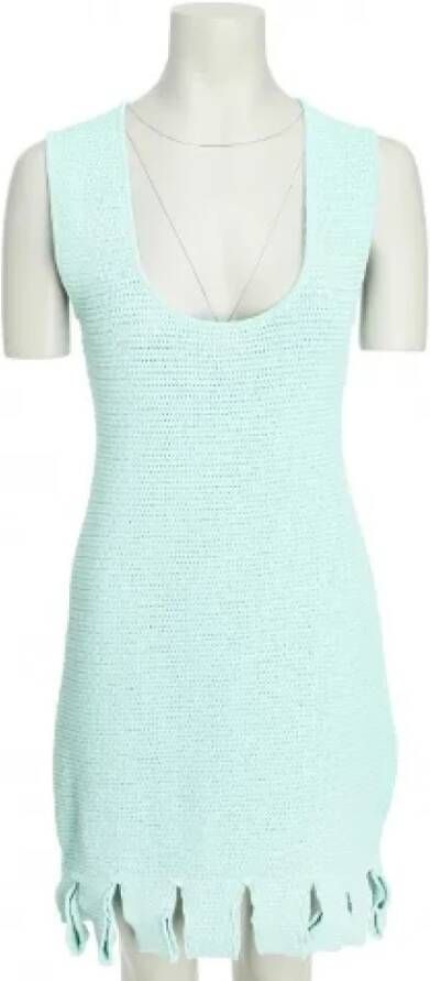 Bottega Veneta Vintage Turkoois Gehaakte Jurk Maat M Uitstekende Staat Blauw Dames