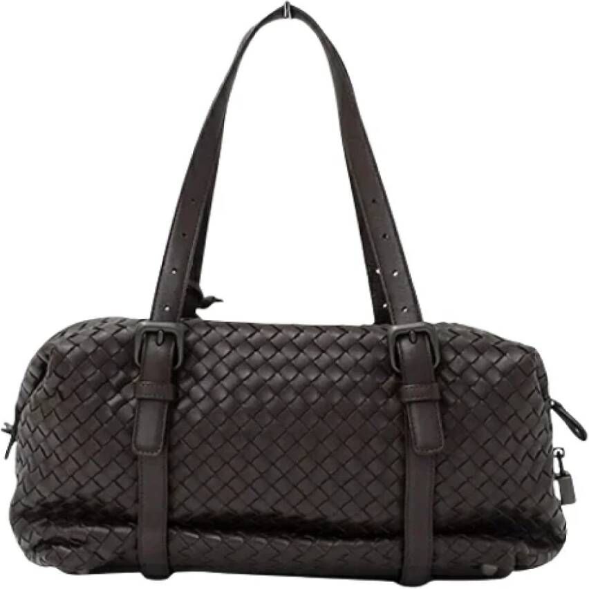 Bottega Veneta Vintage Tweedehands Bruin Leren Bottega Veneta Intrecciato Tas Bruin Dames