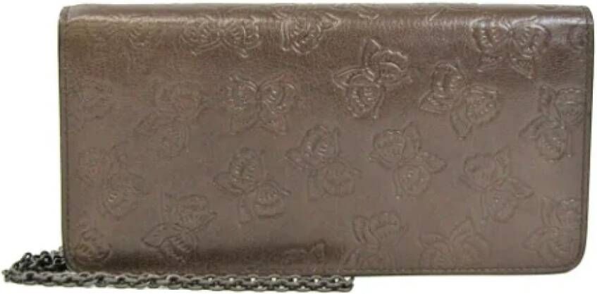 Bottega Veneta Vintage Tweedehands Bruin Leren Bottega Veneta Portemonnee Bruin Dames