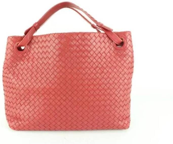 Bottega Veneta Vintage Tweedehands Leren Handtas Roze Dames