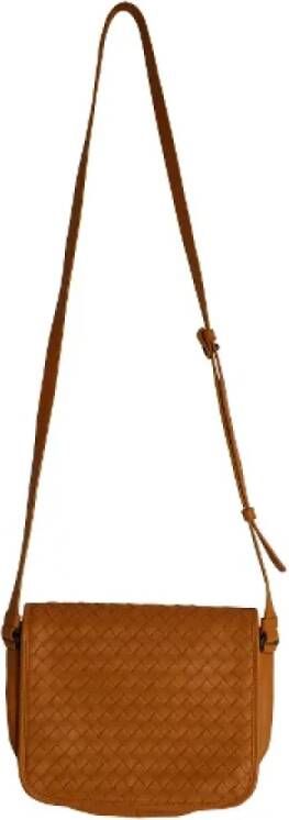 Bottega Veneta Vintage Tweedehands Oranje Leren Crossbody Tas Oranje Dames