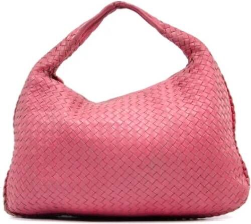 Bottega Veneta Vintage Tweedehands Roze Leren Bottega Veneta Hobo Tas Roze Dames