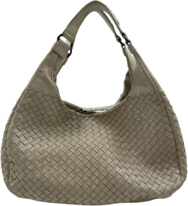 Bottega Veneta Vintage Tweedehands Wit Leren Bottega Veneta Hobo Tas Beige Dames