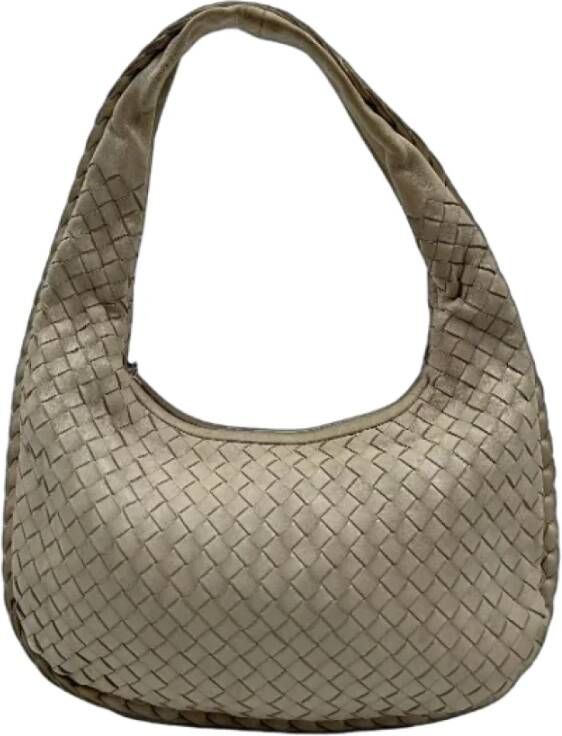Bottega Veneta Vintage Tweedehands wit leren kleine Veneta tas Beige Dames