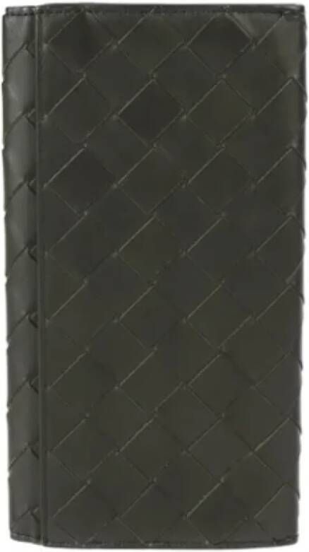 Bottega Veneta Vintage Tweedehands Zwarte Leren Bottega Veneta Portemonnee Zwart Dames