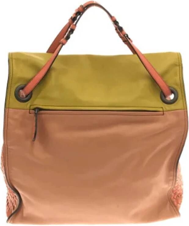 Bottega Veneta Vintage Voldoende lederen schouderzakken Beige Dames