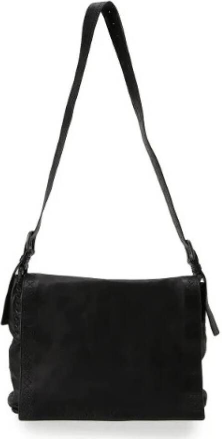 Bottega Veneta Vintage Voldoende lederen schouderzakken Zwart Dames