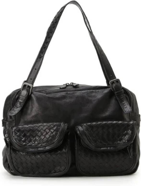 Bottega Veneta Vintage Voldoende lederen schouderzakken Zwart Dames