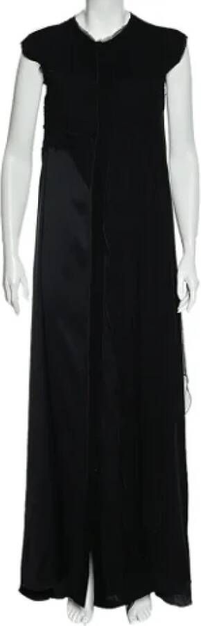 Bottega Veneta Vintage Zijden Maxi Jurk met Gedrapeerde Details Zwart Dames
