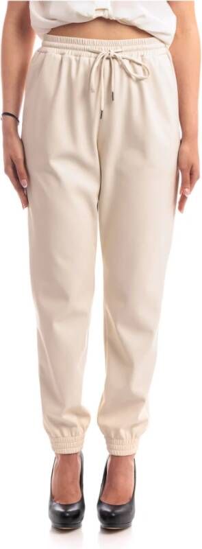 Boutique Moschino Leather Trousers Beige Dames
