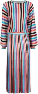 Boutique Moschino Stripe-Knit Midi Jumper Dress Beige Dames