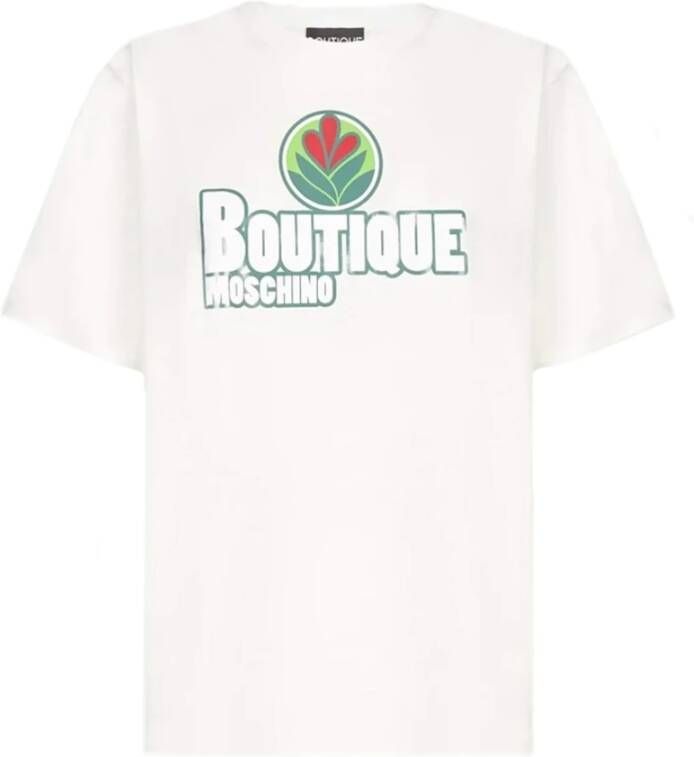 Boutique Moschino Wit Katoenen Logo T-Shirt White Dames
