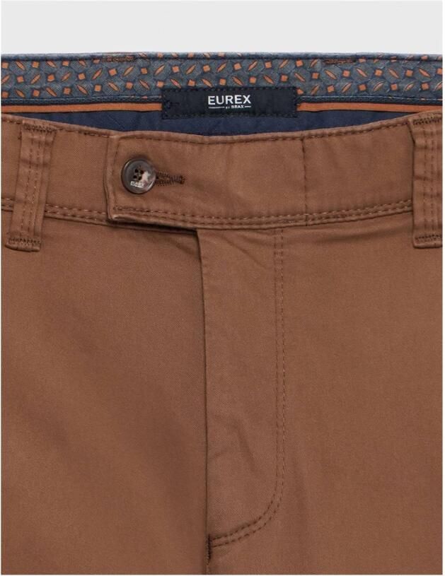 BRAX Luxe Katoenen Flatfront Broek Brown Heren