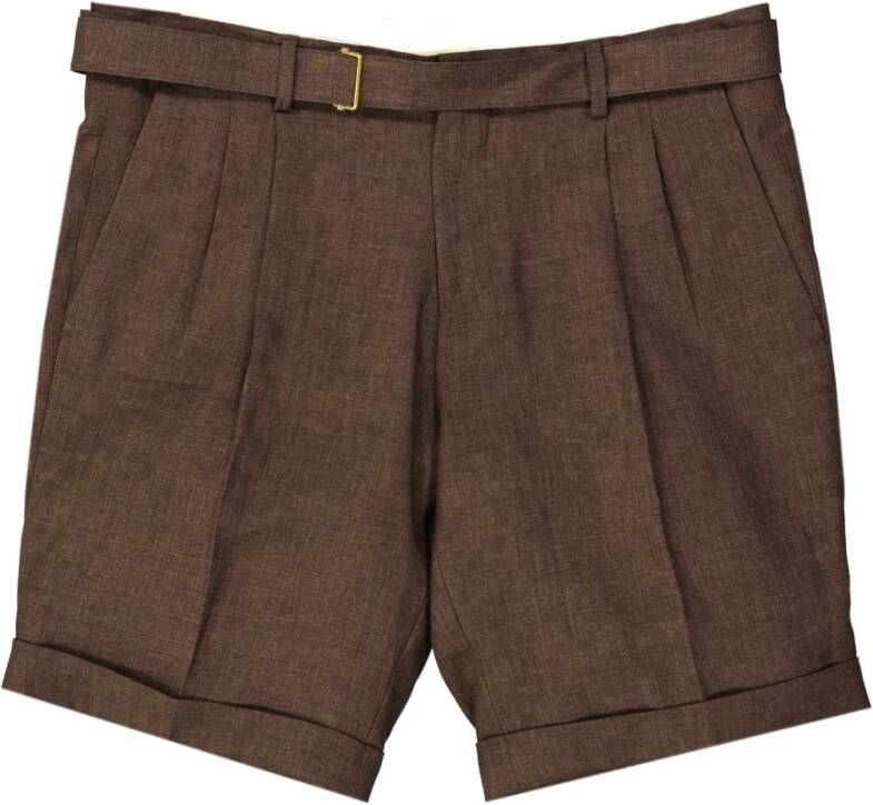 Briglia Hoge Taille Linnen Shorts Bruin Heren