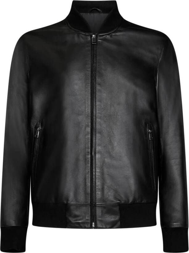 Brioni Leather Jackets Zwart Heren