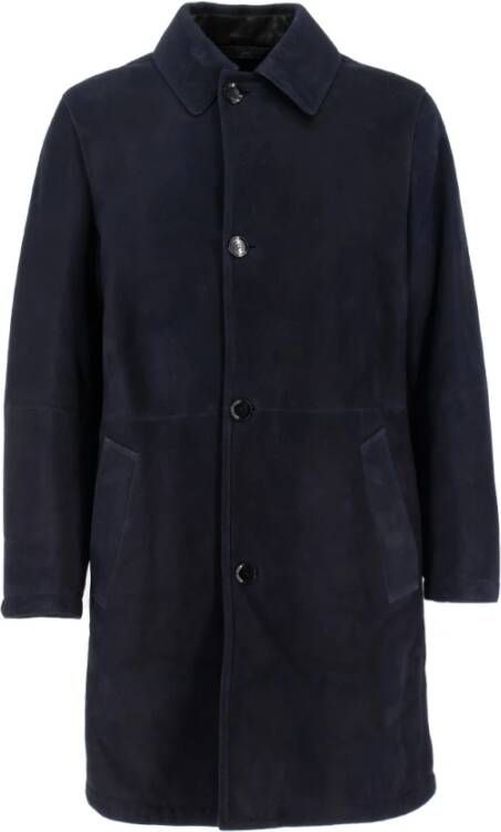 Brioni Single-Breasted Coats Blauw Heren