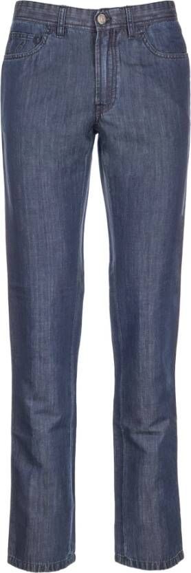 Brioni Katoen Linnen Jeans Blauw Heren