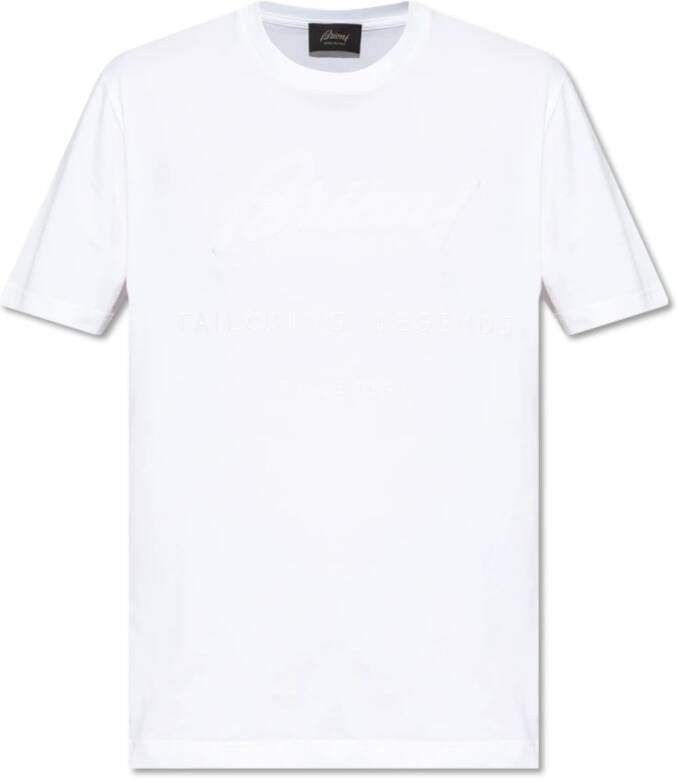 Brioni T-shirt met logo Wit Heren