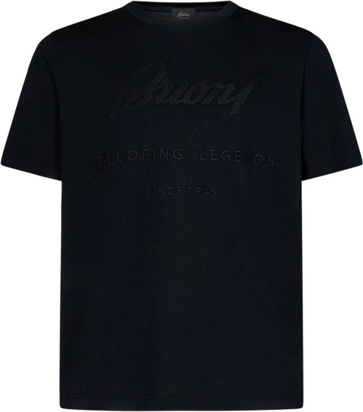 Brioni Zwart Katoenen T-Shirt met Geborduurd Logo Zwart Heren