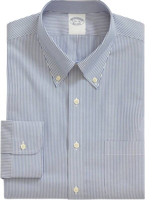 Brooks Brothers Donkerblauw Regular Fit Non-Iron Stretch Supima Katoenen Pinpoint Oxford Overhemd met Knoop-Down Kraag Blue Heren