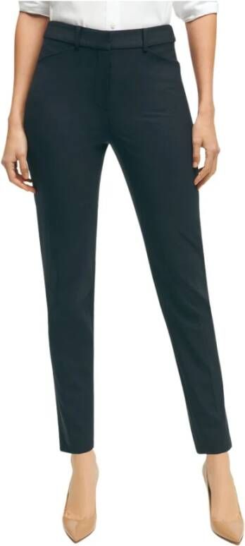 Brooks Brothers Stretch Wol Slim Crop Broek Blue Dames