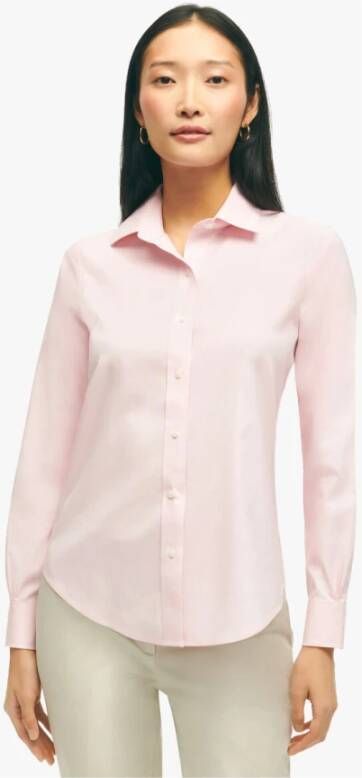 Brooks Brothers Klassieke-Fit Non-Iron Stretch Supima Katoenen Overhemd Pink Dames