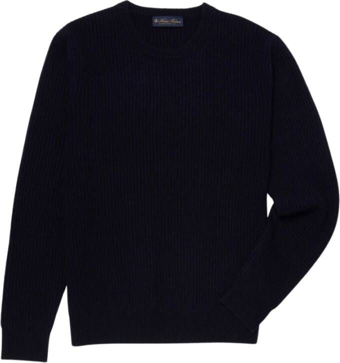 Brooks Brothers Geribde trui van wol en kasjmier Blue Heren
