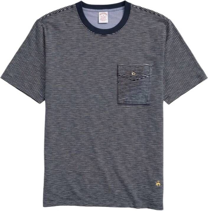 Brooks Brothers Gestreepte slomp katoenen pocket t-shirt Blauw Heren