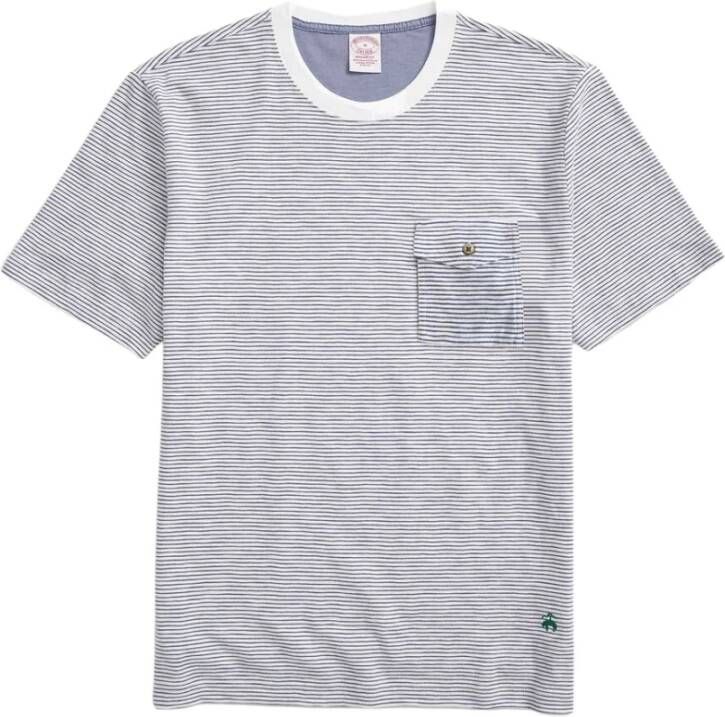 Brooks Brothers Gestreepte slomp katoenen pocket t-shirt Blauw Heren