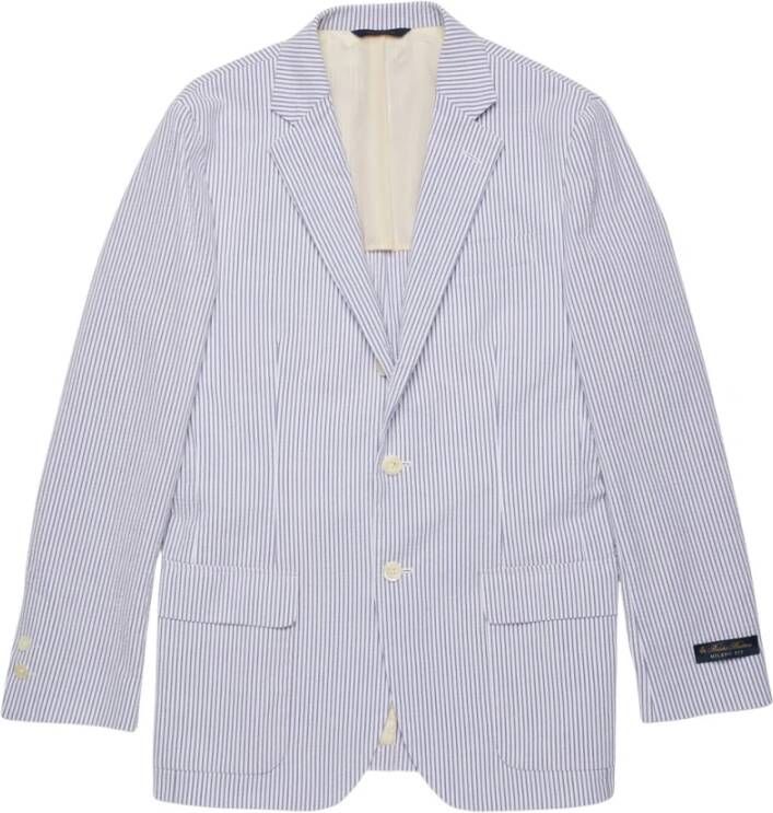 Brooks Brothers Milano Fit Katoenen Seersucker Sportjas Blue Heren
