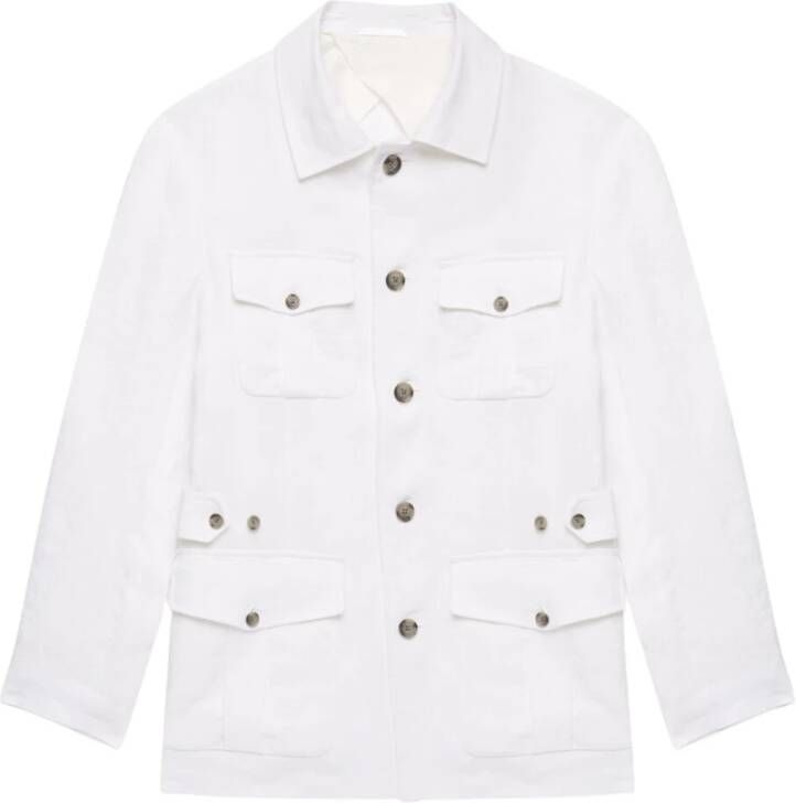 Brooks Brothers Linen Safari Jacket White Heren