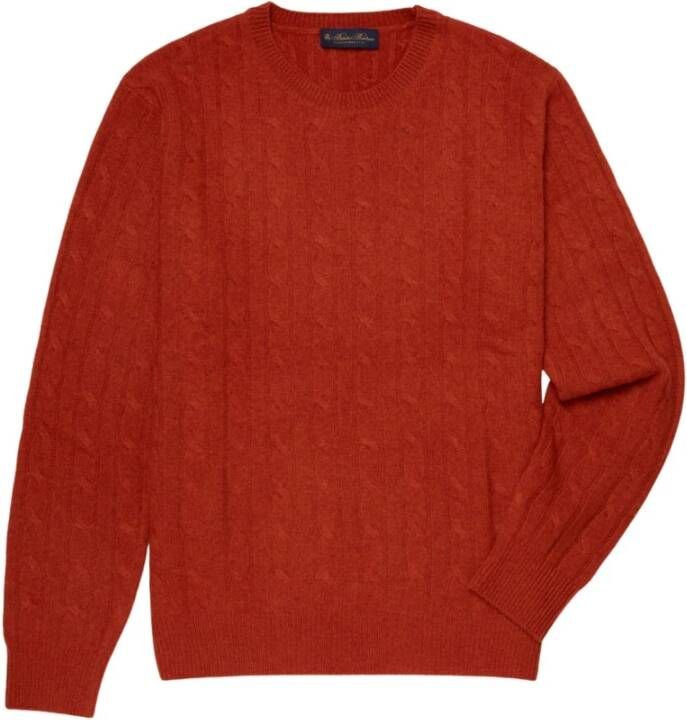 Brooks Brothers Kabelgebreide trui met ronde hals Red Heren