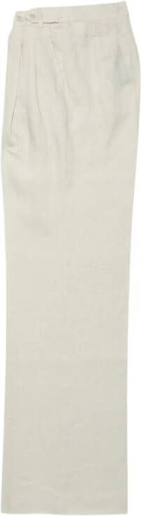 Brooks Brothers Wijde linnen broek met plooien Beige Dames
