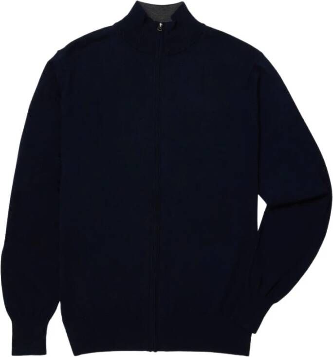 Brooks Brothers Merino Wool Zip-Up Cardigan Blauw Heren