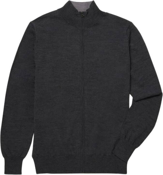 Brooks Brothers Merino Wool Zip-Up Cardigan Grijs Heren