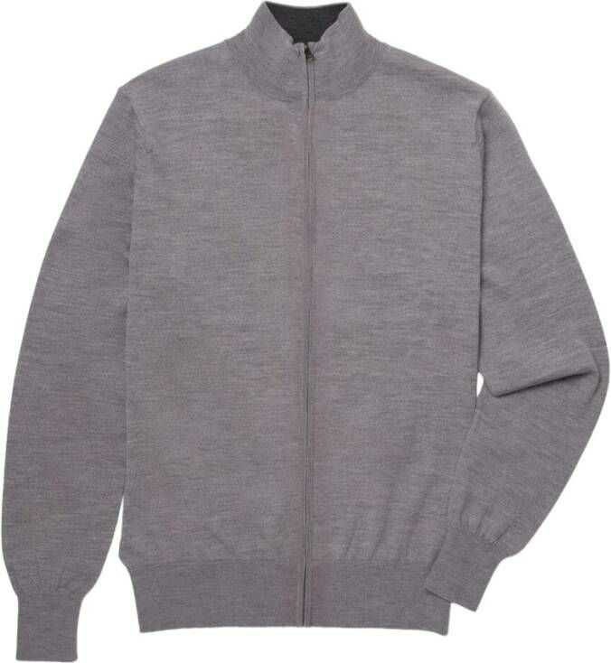 Brooks Brothers Merino Wool Zip-Up Cardigan Grijs Heren