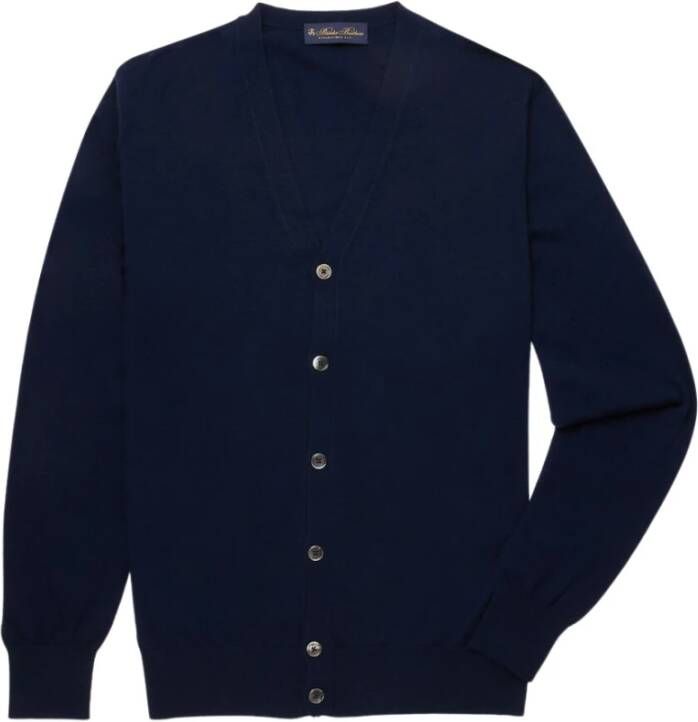 Brooks Brothers Merinowol Cardigan Blauw Heren