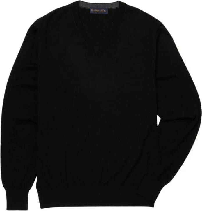Brooks Brothers Merinowol V-hals trui Zwart Heren
