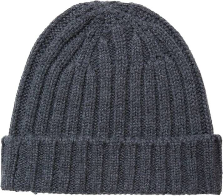Brooks Brothers Lambswool beanie Blue Gray Heren Kledingwinkel