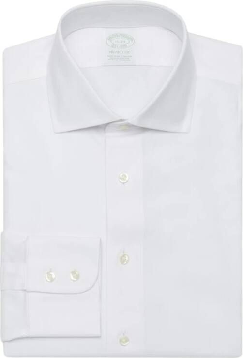 Brooks Brothers Milano Fit Non-Iron Dress Shirt English Spread Collar White Heren