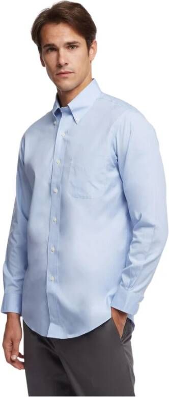 Brooks Brothers Milano Slim-fit niet-ijzeren overhemd pinpoint button-down kraag Blauw Heren