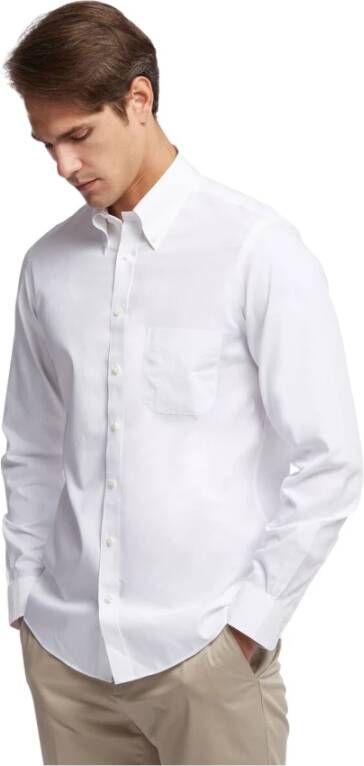 Brooks Brothers Milano Slim-fit niet-ijzeren overhemd pinpoint button-down kraag Wit Heren