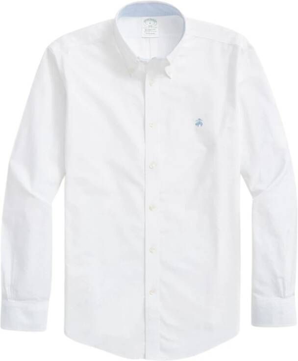 Brooks Brothers Milano Slim-fit niet-ijzeren sportshirt Oxford Stretch button-down kraag Wit Heren