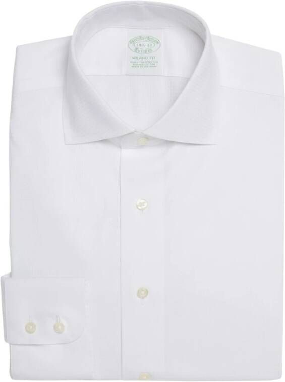 Brooks Brothers Milano Slim-fit niet-ijzeroverhemd dobby Engelse kraag Wit Heren
